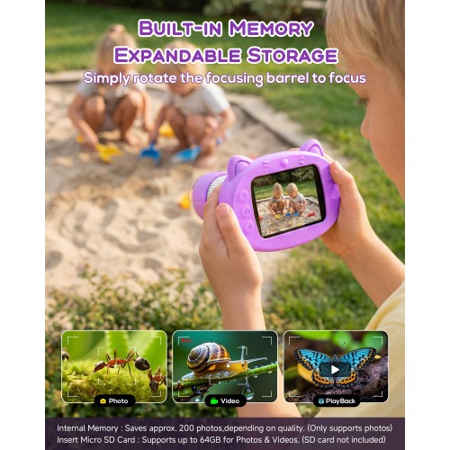 Digital Handheld Microscope for Kids, 1000X Portable Pocket Magnifying Glass with 2.4" Screen, STEM Educational Birthday Gift for Boys Girls Age 4-6 to 8-12, Outdoor Exploration Toy,Purple