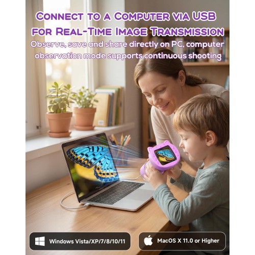 Digital Handheld Microscope for Kids, 1000X Portable Pocket Magnifying Glass with 2.4" Screen, STEM Educational Birthday Gift for Boys Girls Age 4-6 to 8-12, Outdoor Exploration Toy,Purple