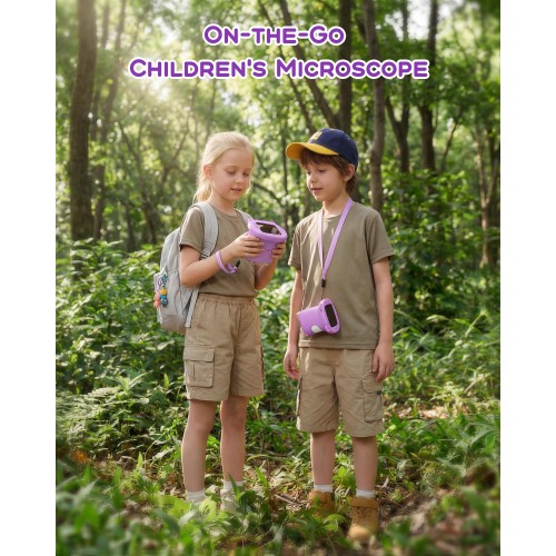 Digital Handheld Microscope for Kids, 1000X Portable Pocket Magnifying Glass with 2.4" Screen, STEM Educational Birthday Gift for Boys Girls Age 4-6 to 8-12, Outdoor Exploration Toy,Purple