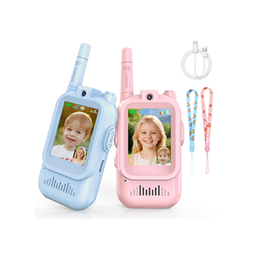 Video Walkie Talkies for Kids 2 Pack, Rechargeable Kids Walkie Talkies with HD Camera & Voice Changer, Long Range Two Way Radios, Outdoor Toys, Birthday Gifts for Boys Girls Ages 3-12, Blue&Pink