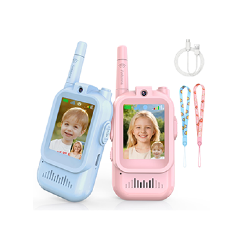 Video Walkie Talkies for Kids 2 Pack, Rechargeable Kids Walkie Talkies with HD Camera & Voice Changer, Long Range Two Way Radios, Outdoor Toys, Birthday Gifts for Boys Girls Ages 3-12, Blue&Pink