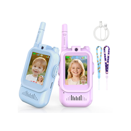 Video Walkie Talkies for Kids, Long Range Kids Walkie Talkies with 4 Voice Effects & HD Camera, Indoor Outdoor Toys for Family Games, Birthday Gifts Toys for Boys Girls Ages 3-12, Blue&Purple
