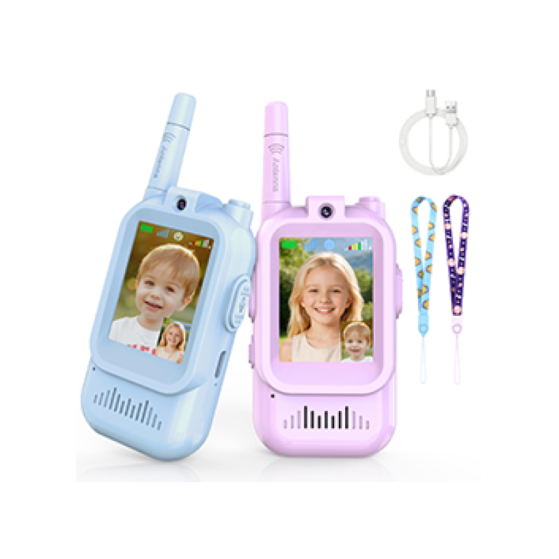 Video Walkie Talkies for Kids, Long Range Kids Walkie Talkies with 4 Voice Effects & HD Camera, Indoor Outdoor Toys for Family Games, Birthday Gifts Toys for Boys Girls Ages 3-12, Blue&Purple